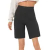 Women's Shorts Straight Leg Stylish High Waist Buttoned With Multiple Pockets Versatile Knee Length For Work Everyday
