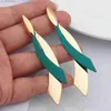 Charme des boucles d'oreilles en feuilles géométriques européennes pour femmes bijoux de la fête de longueur de longue