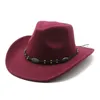 Western Cowboy Hat pour femmes hommes fête laine cow-girl fedora chapeau jazz britannique top cap tourisriste alpiniste