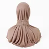 Halsdukar mjuk elastisk klar tröja bomulls hijab underkapital för muslimsk kvinna motorhuven fast färg omedelbar inre mössor damer pannband gratis storlek