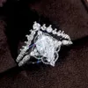 Ringos de cluster Huitan requintado 2pcs Conjunto de mulheres anéis com pêra cúbica zircônia temperamento elegante acessórios femininos de dedos novas jóias da moda240408