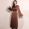 Этническая одежда Женщины Satin Long Dress Arab Burqas Исламские круглые модные кисти