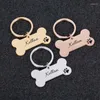 Dog Tag Personalized Pet ID Keychain Engraved Name For Cat Puppy Collar Bone Shape Pendant Keyring Accessories