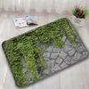 Bath Mats Greenery Non-Slip Bathroom Mat Brick Wall Stone Vine Green Farm Leaf Indoor Entrance Doormat Absorbent Household Carpet Washable