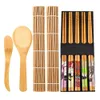 5PcsSet DIY Sushi Maker Bamboo Rolling Kit Rice Mold Chef kitchen Easy Making Tools Chopsticks Spoon Blade 240328