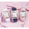 Carteras leichte Luxus Kemanqi Brand Square Dial Diamond Lünette Leder Band Carteras Womens Uhr