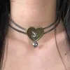 Colliers pendants boutons en métal vintage Love Heart Choker Collier Fomen Charm Cool Harajuku bijoux de mode punk ACCESSORIK36