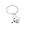 Keychains Cremation Flower Keychain Rostfritt stål för mänsklig/husdjur Ashes Woman Jewelry Memorial Key Ring