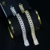 12mm clássico Miami Style K Solid Gold Plated Moissanite Diamond Chain de 2 fila de 2 fila Iced Chain Spiked Cuban para venda nos EUA