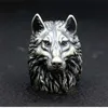 Cluster Rings Vintage Nordic Wolf Head Ring Mens Stainless Steel Punk Rock Bicycle Ring Mens Viking Amulet Jewelry Wholesale240408