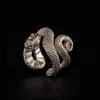 Cluster Anneaux Retro Charm Horn Snake Ring Mens Fashion Punk Viking Myth Snake Dragon Open Ring Cool Trend 2023 Nouveau cadeau Jewelry240408