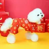 Dog Apparel Festive Pet Clothes Soft Comfortable Outfits Chinese Year Costume Warm Jumpsuit With Cartoon Pattern