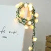 Party Decoration Rattan Flower Valentijnsdag Rose LED Licht String Diy Garland Simulatie Groene blad Lantaarn Batterij Box USB.