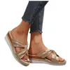 Sandals 2024 Summer Golden High Heel Women's Slope Open Toe Zapatos Mujer Tendencia