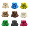 Chessboard Bucket hat Autumn and Winter New Versatile Japanese Thermal Cap Plush Korean Big Head Waist Basin Hat 240404