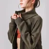 Active Shirts Yoga Stand Up Collar Jacket Warm Padded Fall Winter Women Clothing Sports Zipper Top Loose Long Sleeved Fitness