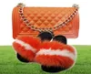 Wholesale chain crossbody women raccoon slippers set bag handbag colorful purses slides jelly purse with sandals to match6282737