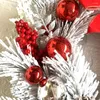 Decorative Flowers Christmas Decorations Red Bows Flocking Rattan Garland Year Home Indoor Holiday Handmade