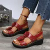 Sandals Femme Summer 2024 Grande fleur d'orteil rond Open Retro Roman Roman Shoes Femme Trend S Femmes