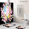 Mattes de bain Drop Floral 4pcs / Set Bathroom Mat Set Toilet Top Top Anti Slip Shower Curtain Rugs Home Decor Products