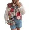 Kvinnors västar Knapp Knapp ned tryckt väst ärmlös V Neck Floral Print quiltad Cardigan Casual Color Block Open Front Jacket