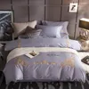 Sängkläder sätter lyxig Egypten Bomull Jacquard broderi täcke täcke sänglinje platt platta bäddsängar täcke täcke blommor