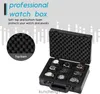 Caixa de relógio de metal Caixa de relógio 9-slot Removável Pillows Watch Box Organizer Gream para entes queridos Presentes de alumínio preto Presentes
