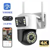 Kameror 4K 8MP 4G YOOSEE IP CAMERA Dual Lens PTZ WiFi Camera Dual Screen Auto Tracking Tvåvägs Audio Color Night Vision Security Camera