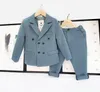 Spring Autumn Boys Doppelbruster Anzug Set Kinder Fashion Blazer Hosen 2pcs Outfit Kids Party Host Geburtstagskleid Kostüm 240328