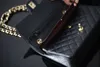 Sacs de créateurs sacs à rabat double classique 25 cm 25 cm en cuir en cuir en argent en argent en argent noir crossbodybogue à main marque de luxe avec boîte