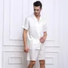 Mens Silk Satin Pajamas Pajamas Krótki zestaw Zestaw do upicia w salonie USMLXL2XL3XL4XL Solid__s 240326