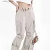 Frauen Jeans Hip Hop Übergroße graue Frachthose Frauen Strtwear Fashion Lose Taschen Weitbein gerade hohe Strt Vintage Freizeithose Y240408