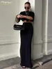 スカートclaciveエレガントなスリムな黒人女性のスカート2024ファッションハイウエストオフィス長いカジュアルシンプルファルダ服