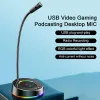 Microfones Desk Microphone Great Wert Compatible Colorful RGB Light USB 3,5 mm Jack Plug Wired Microphone för Live Show