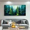 Dark Green Abstract Forest Oil Painting On Canvas Hand Painted Large Wall Art Custom Painting Green Tree Painting Minimalist Wall Art Living Room Decor