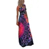 Casual Dresses Women Summer Y2K Tie Dye Long Dress Sexig ärmlös Open Back Bandage Colorful Maxi Floral Printed Beach Party Sundress