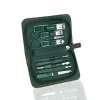 Kits Green Manicure Set med läderfodral 9 i 1 Professional Foot and Face Care Tool Kits Rostfritt stål Nagel Clipper Set gåva