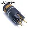 Adaptors Kuangm Audio Grade Gold Plated Iec Pure Copper Connector High Performance Female Male 3 Wire Grounding Us Eu Ac Power Plug