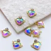 Aynalar 100 PCS/Lot 3D Alaşım Peach Heart Tail Charms Beyaz/Pembe/Yeşil/Kırmızı/Gökkuşağı Rhinestone Flatback Metal Gems Tırnak Sanat Dekorasyon Toplu