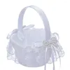 Party Decoration Portable Mini Wedding Flower Baskets med Bow Girl Basket Handle för romantiska leveranser