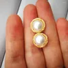 Bolzenohrringe 925 Sliver Big Pearl Ohrring Barock Süßwasser für Frauen Party Hochzeitsgeschenk Fein Schmuck Handgefertigt