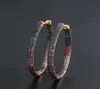 Hoop Huggie Funmode Trendy Two Tones Rainbow Cubic Zirconia Hoop Earrings for Women Hip Hoop Pendientes MUJER HELA FE53 221018899103