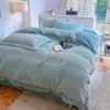 Bedding Sets 150/180/200CM Check Jacquard Green Gray Coral Velvet Bed Sheet Duvet Cover Pillowcase Four-piece Winter Set M037-11