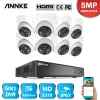 System Annke 8CH 5MP Lite Video Security System 5in1 H.265+ DVR z 8x 5MP Dome Outdoor odporna na odporność na kamery PIR Zestaw CCTV
