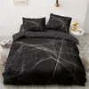 Bedding Sets Simple Black Duvet Cover Set White Mist Quilt Full Double King Size 203x230cm Bed Linen Bedroom Decoration Fashionable