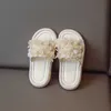 Slipper Children Fashion Flowers Girls Slippers Shine Open-toe Versatile Princess Shoes for Party Wedding Shows 2023 Kids Shoes Outdoor 240408