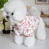 Dog Apparel Cute Red Flower Print Pet Clothes Lapel Vest Cat T-Shirt Lovely Teddy Bichon Autumn Winter