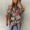 Frauenblusen Sommer Hawaiian Shirts Hawaii Beach Print Fashion Resort Kleider Polo Kragen Langarm Bluse Tops Frühlingsgrößen