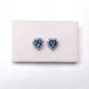 Stud -oorbellen mode hart edelsteen zilver voor feest 6 mm VVS grade natuurlijke topaz 925 blauw