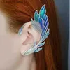 Charm Luxury Blue Painted Elf Ear Cuffs for Women Fish Animal Clip on Earrings Fairy Wings Piercing Earrings Wedding Jewelry INS240408